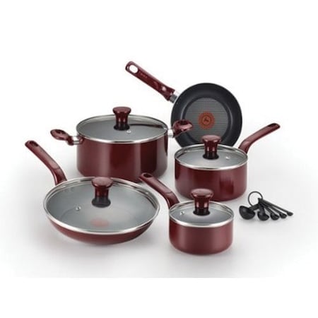 T-Fal/Wearever T-fal Excite Series C514SE Cookware Set, Aluminum, Cherry Red, Gloss, 14-Piece C514SE64
